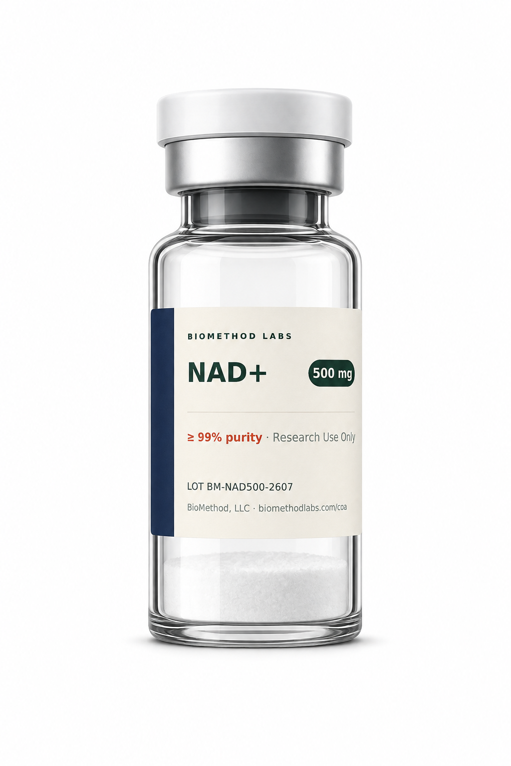 NAD+ 500 mg research vial from BioMethod Labs